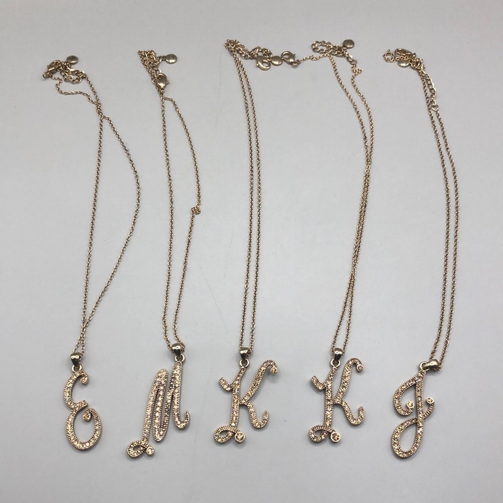 Liz Claiborne Dazzling Rhinestone Initial Letters Necklace E M K J Pick/Choose